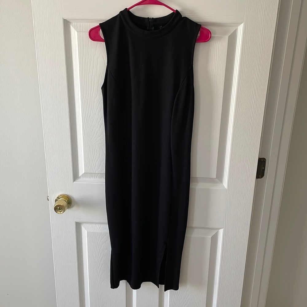 Black sheath dress, tea length